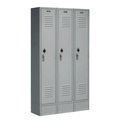 Global Industrial 1-Tier 3 Door Locker, 12Wx12Dx60H, Gray, Assembled 652161GY